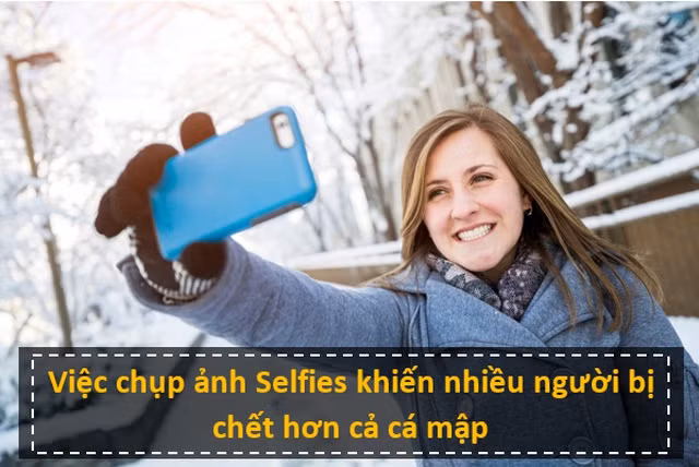 Nhấn để phóng to ảnh Vào tháng 9 năm 2015, một du khách đã ngã xuống cầu thang và mất mạng khi đang có gắng chụp hình “tự sướng” gần đền Taj Mahal. Vụ việc này đã nâng số người chết vì Selfie năm đó lên 12, trong khi cá mập chỉ làm tử vong 8 người.