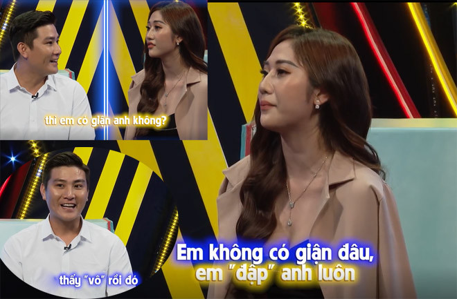 Cùng trò chuyện trực tiếp, Trường Lâm bối rối hỏi bạn gái: “Nếu hai người có quen nhau, sau này anh có chọc cho em tức vì “nhây” thì em có giận anh không? Tính anh hay chọc mà chọc cho tới lắm”. Thu Uyên dí dỏm đáp: “Dạ không, em không có giận đâu, em “đập” anh luôn”. “Anh thấy “vô” rồi đó!”, anh chàng hài hước.