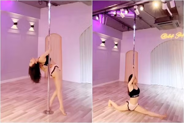 Không ít người phải đỏ mặt khi theo dõi màn pole dance của người đẹp.