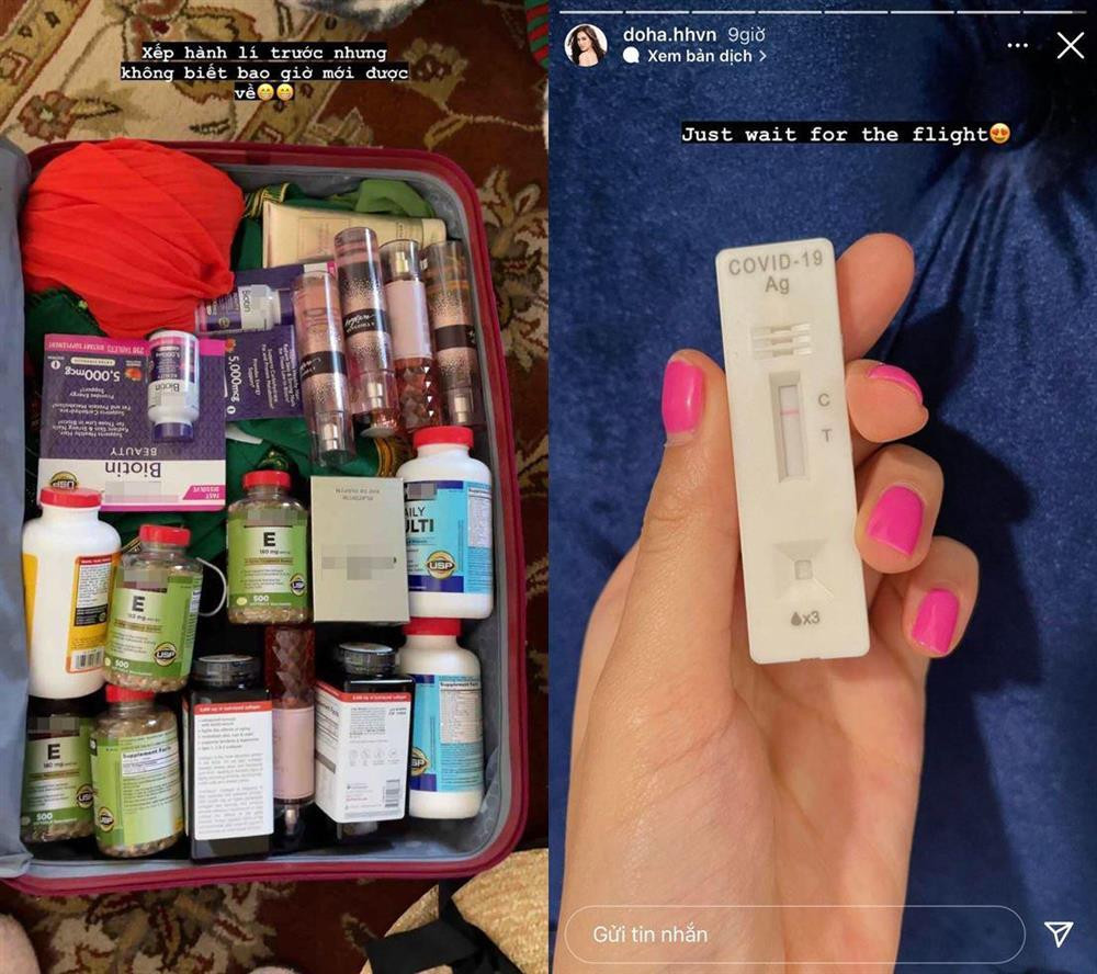 rên story của người đẹp còn hé lộ vali hành lý cho chuyến hành hương gồm rất nhiều các loại thực phẩm bổ sung cho sức khỏe và chăm sóc nhan sắc. Đó là vitamin E cho tóc và da, vitamin tổng hợp, collagen, biotin cho tóc,...