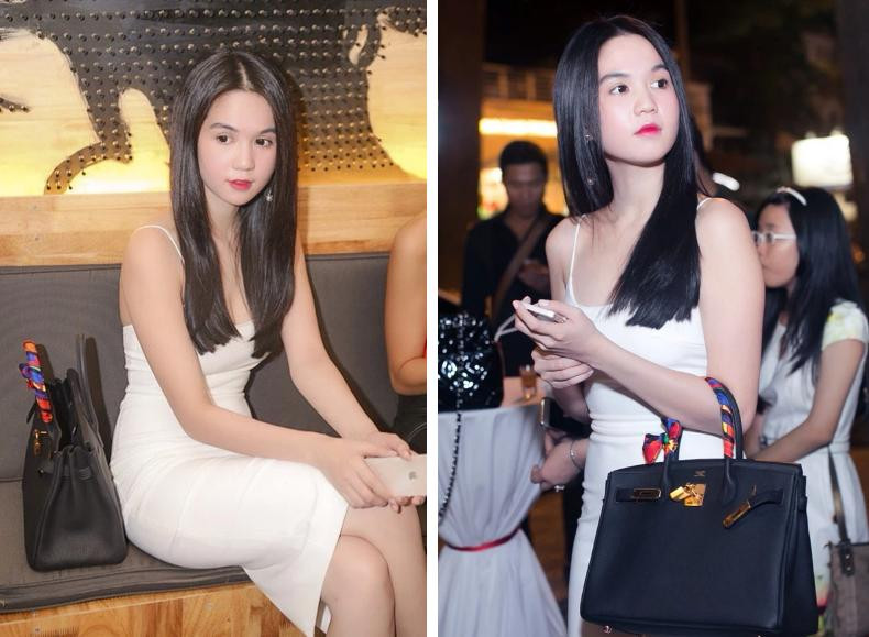 hiếc túi Hermès màu đen có giá trị lên đến 400 triệu đồng này của Ngọc Trinh bị cho là hàng nhái vì mép túi cong vênh, xộc xệch như hàng chợ.