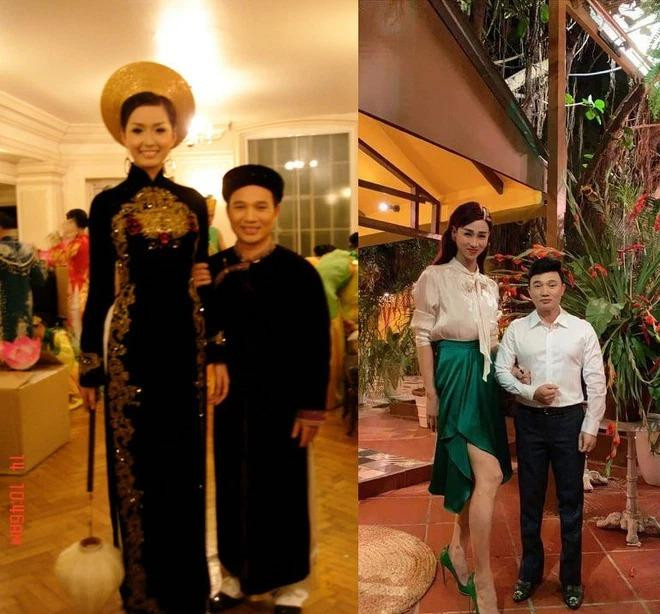 Chân dài tới nách" là có thật với nam ca sĩ Quang Linh, khi anh đứng cạnh Mai Phương Thúy và Hải Triều.