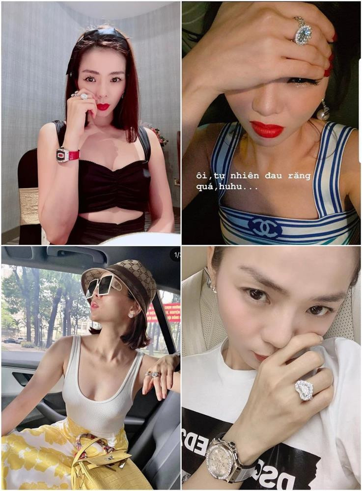 goài chiếc nhẫn kim cương trái tim vàng vừa tậu, Lệ Quyên còn có chiếc nhẫn trái tim khác nhưng với đá trắng.