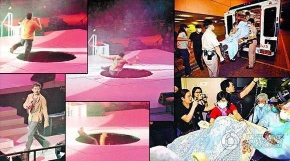 Giọng ca gạo cội Lâm Tử Tường trong đêm nhạc của ca sĩ Uông Minh Thuyên tại Hong Kong vào năm 2003 vì thiếu chú ý đã ngã xuống hố sâu 2 m. Do đầu đập xuống đất, có dấu hiệu nôn mửa nên buộc phải cáo lỗi khán giả và người đồng nghiệp thân thiết để nhập viện. Di chứng sau cú ngã đã khiến Lâm Tử Tường bị ù tai, mất thính giác thời gian dài.