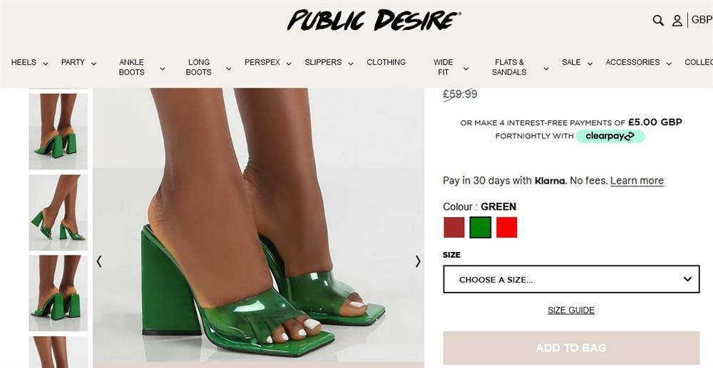 Còn đôi dép của Public Desire cũng có giá sương sương không sale là gần 2 triệu đồng.