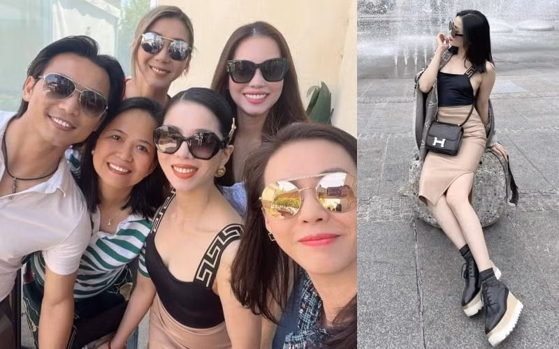 Nhìn trang phục cứ tưởng đây là ảnh trong cùng một ngày của Lệ Quyên nhưng thực ra bên trái là ảnh ở Mỹ còn bên phải là ảnh cô đi Ý tháng trước. Việc các celeb mặc lại đồ cũ không phải chuyện hiếm trong showbiz. Tuy nhiên, với một người sở hữu bộ sưu tập hàng hiệu siêu khủng như Lệ Quyên thì fan không biết nên khen cô tiết tiết kiệm hay than rằng nữ ca sĩ quá lười trong khoản mix đồ. Bằng chứng là không ít lần Lệ Quyên bê nguyên cả set đồ kể cả phụ kiện như giày, túi để tham gia đến vài sự kiện khác nhau.