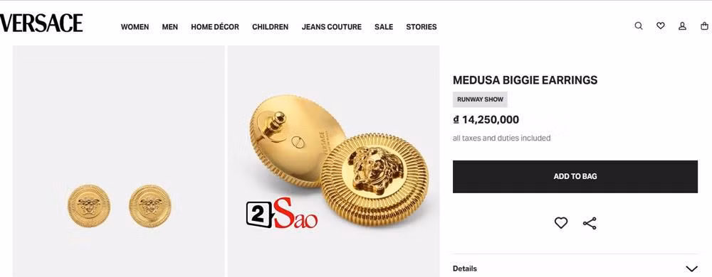 Đôi khuyên tai medusa có giá hơn 14 triệu đồng. Tổng kết sương sương hộp phụ kiện có giá gần trăm triệu đồng.