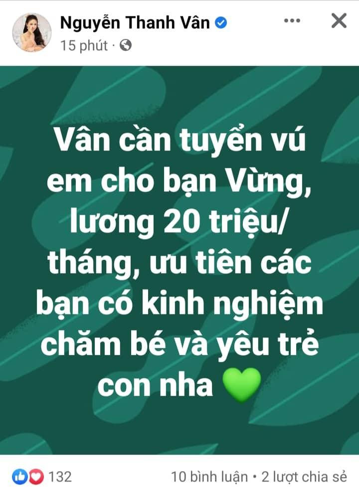 Bài đăng của nữ diễn viên nhanh chóng nhận được sự quan tâm của dân mạng. Dưới phần bình luận, phần đông bày tỏ bất ngờ trước mức lương mà Vân Hugo đưa ra. Nhiều ý kiến cho rằng con số 20 triệu/tháng mà Thanh Vân Hugo đề xuất là quá hậu hĩnh và cao so với bình thường. Thậm chí, nhiều tài khoản mạng là nam cũng hài hước vào ứng tuyển trở thành "vú em" cho con gái nữ diễn viên.
