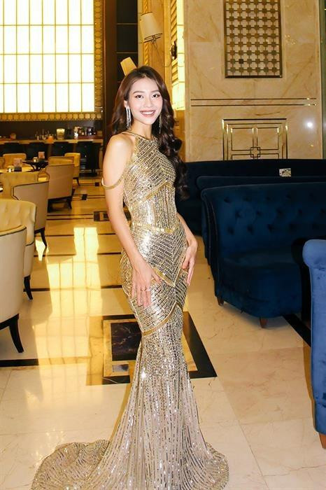 ại sự kiện này, nữ diễn viên diện chiếc đầm đuôi cá gợi cảm, màu sắc ánh kim sang trọng, bắt mắt.