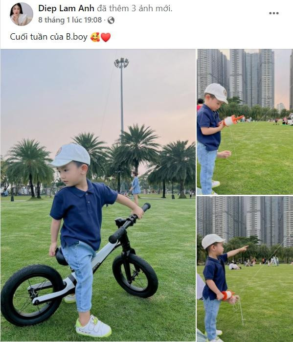 gày 8/1, Diệp Lâm Anh đăng ảnh đưa quý tử đi chơi công viên.