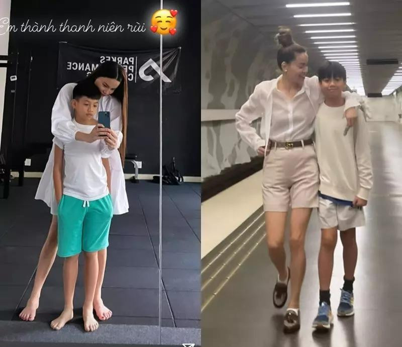 ậu bé chỉ cần 1 năm rưỡi để cao từ vai lên tới tai mẹ.