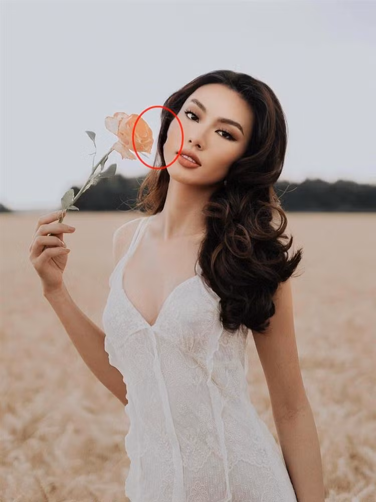 Trước đây, Thùy Tiên cũng từng bị photoshop ẩu làm hỏng cả gương mặt. Lỗi chỉnh ảnh cơ bản khiến phần má cô lẹm hẳn 1 phần, ai nhìn qua cũng có thể nhận ra. Sau khi bị netizen "nhắc nhở", hiện ảnh lỗi đã "bay màu" khỏi trang Miss Grand International. Dù vậy, khán giả Việt vẫn không hài lòng vì sự sơ sài, bất cẩn này từ phía ê-kíp.