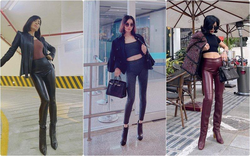 Cô có cả bộ sưu tập những chiếc quần bó chịt tôn dáng.