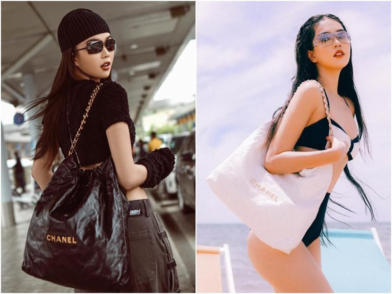 Dù mẫu túi này có giá khoảng 130 triệu nhưng cả Ngọc Trinh và Minh Hằng đều thích đến mức mua 2 màu để mix&amp;match với những phong cách khác nhau.