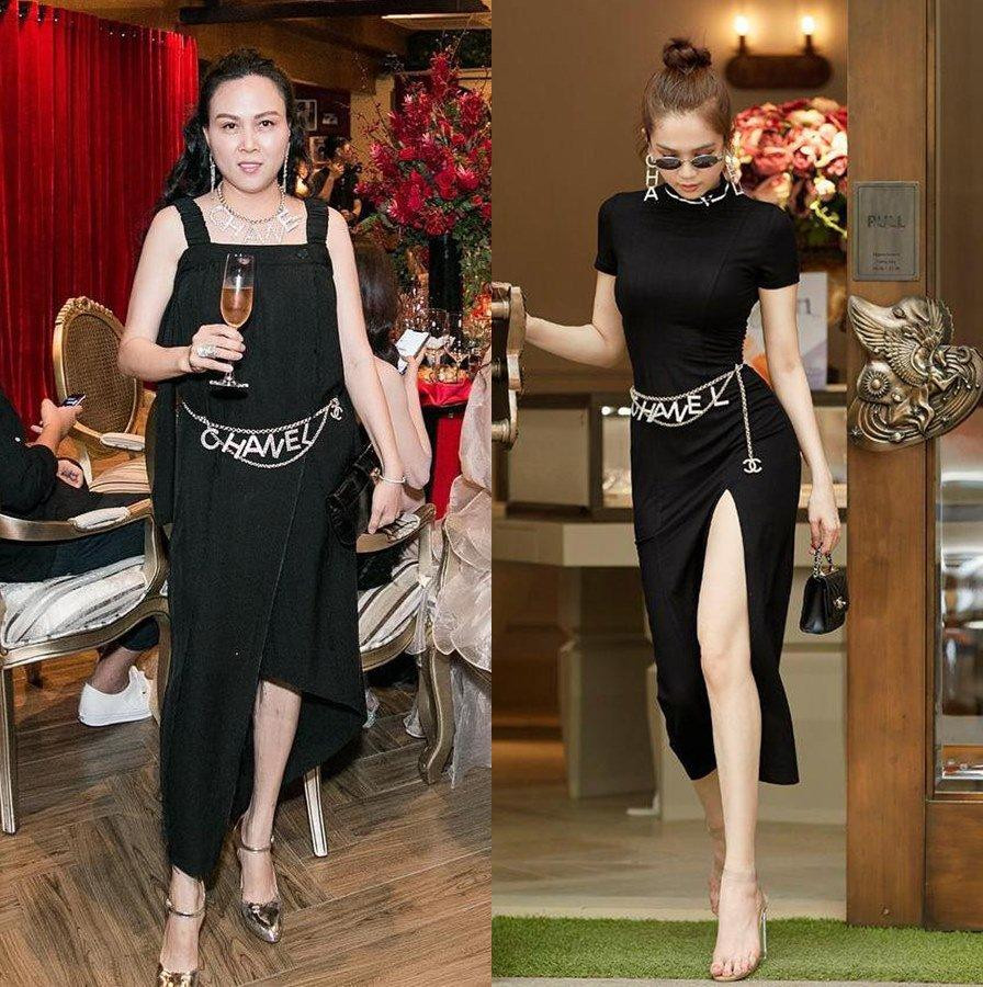 Cũng dây thắt lưng ấy mà trên người Ngọc Trinh thì ổn mà nhìn sang trái thì lạ lắm.