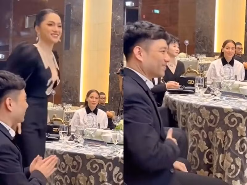 Le Quyen - Ho Ngoc Ha phan ung the nao khi ngoi chung ban tiec?-Hinh-2