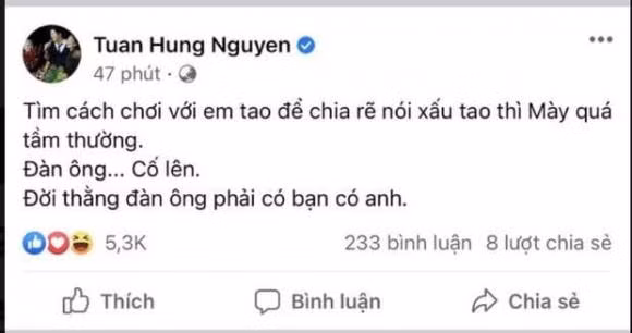 Tuan Hung chi trich ai do noi xau minh ngay dau nam moi