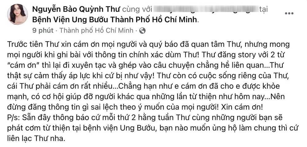 Trên trang cá nhân mới đây, Quỳnh Thư đã có động thái đầu tiên sau khi Diệp Lâm Anh thông báo đã chính thức ly hôn. Người đẹp này bày tỏ sự phẫn nộ khi cô bị vướng vào chuyện không hay của gia đình người khác chỉ bởi 1 dòng trạng thái "Cảm ơn anh vì tất cả".