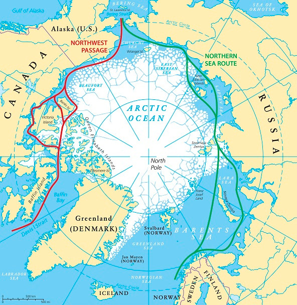 Giờ đây, Nga đang xây dựng sức mạnh quân sự để thống trị tuyến đường biển phía Bắc và khai thác khoáng sản. Khoảng 53% chiều dài đường bờ biển của Bắc Băng Dương thuộc về Liên bang Nga, đây là một lợi thế to lớn để Moscow khẳng định vị trí số 1 của mình tại khu vực này. Nguồn ảnh: Dambl.