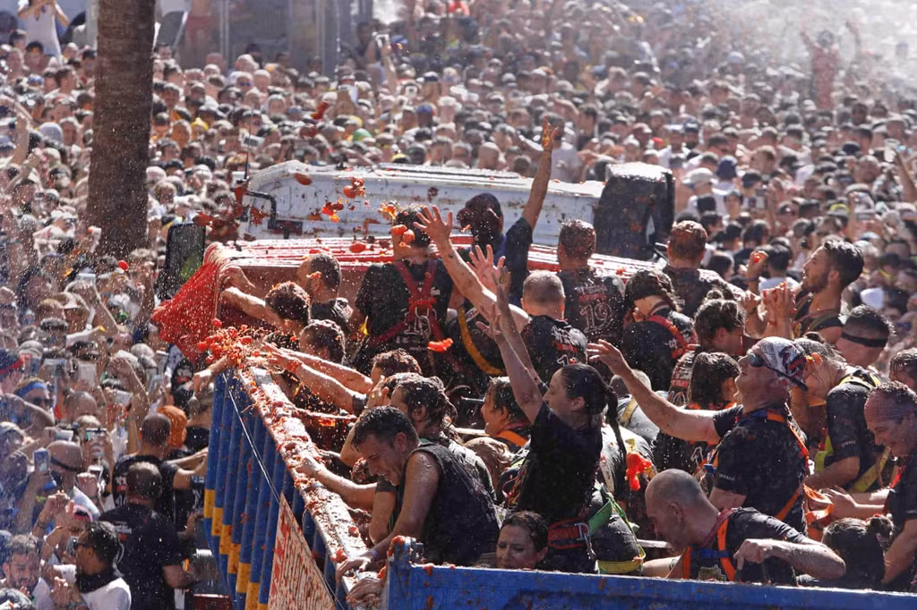 Khi nhập cuộc, người tham gia bắt đầu "điên cuồng" ném cà chua.