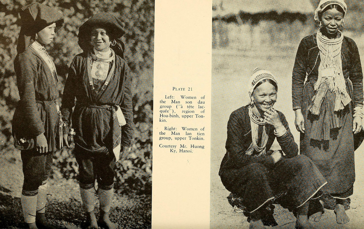 Ảnh trái: Phụ nữ người Dao Sơn Đầu ở Hòa Bình. Ảnh phải: Phụ nữ người Dao Làn Tẻn.