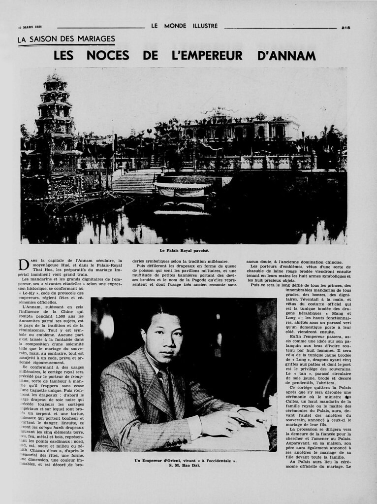 Hình ảnh cung An Định xuất hiện trên báo Le Monde của Pháp năm 1934, trong bài viết về đám cưới vua Khải Định.