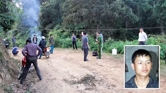 Đối tượng Vì Văn Tới và hiện trường vụ án.