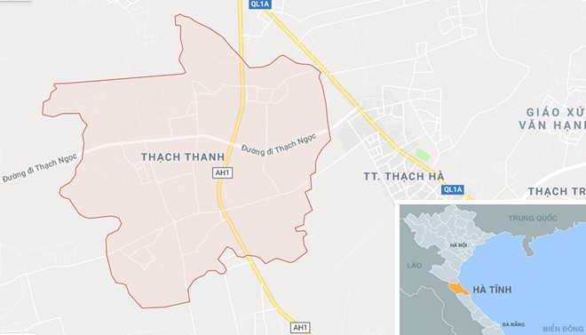 Quốc lộ 1 qua xã Thạch Thanh, huyện Thạch Hà (Hà Tĩnh), nơi xảy ra vụ tai nạn. Ảnh: Google Maps.