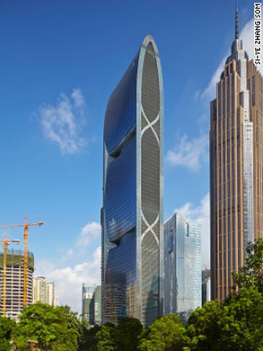 6 . Tháp sông Pearl (Trung Quốc) - sử dụng năng lượng gió, hệ thống điều hòa và công nghệ năng lượng mặt trời với những cách thức sáng tạo. Đây được coi là một trong những tòa nhà chọc trời tiết kiệm năng lượng nhất thế giới. Cao 310 m, tháp sông Pearl đạt danh hiệu tòa nhà cao nhất trong giải thưởng Nhà chọc trời Emporis 2012.