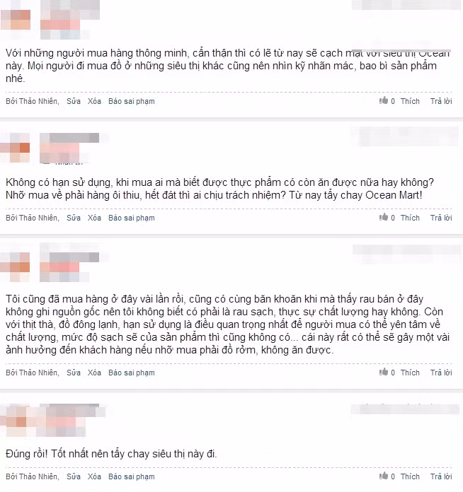 Một bộ phận người tiêu dùng, cư dân mạng còn kêu gọi tẩy chay siêu thị Ocean Mart.
