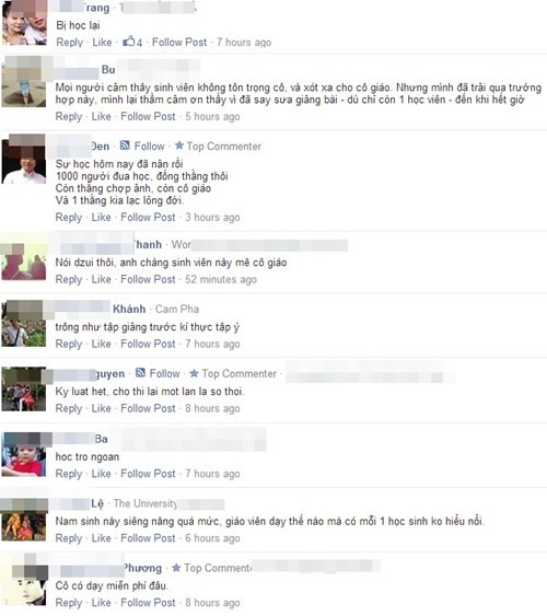 Bức ảnh được chia sẻ lần đầu tiên với lời ngợi khen dành cho nữ giảng viên bởi đã chấp nhận đứng giảng bài trong tình cảnh chẳng khác nào gia sư tại nhà chỉ có 1 cô, 1 trò. Nhưng sau đó tranh cãi nổ ra bởi một vài ý kiến cho rằng đây đơn giản chỉ là kiểu học theo tín chỉ. Sinh viên thi trượt một môn, cần ra trường nên đành chấp chấp nhận đóng đủ số tiền để nhà trường có thể mở ra một lớp học lại. Đóng đủ tiền là lớp được mở, 1 thầy 1 trò cũng phải học.