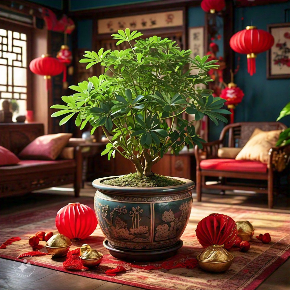  Ngũ gia bì là cây cảnh tốt lành, có lá rất xanh tươi quanh năm, hình dáng rất cao cấp và trang nhã, cành lá sum suê. Trong phong thủy, cây ngũ gia bì luôn được coi là biểu tượng của sự giàu có.