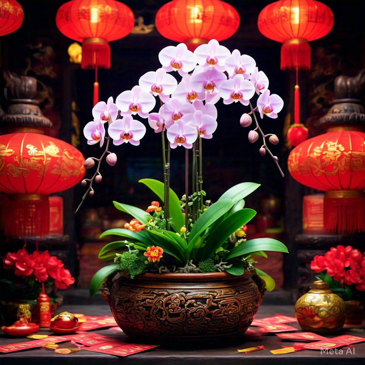  Lan hồ điệp. Lan hồ điệp được người yêu hoa mệnh danh là "nữ hoàng của các loài hoa lan" và là loại hoa lễ hội đặc trưng trong Tết Nguyên đán. Những bông hoa rực rỡ muôn màu, xòe ra chấp chới như những cánh bướm mang lại mùa xuân vào nhà bạn. 