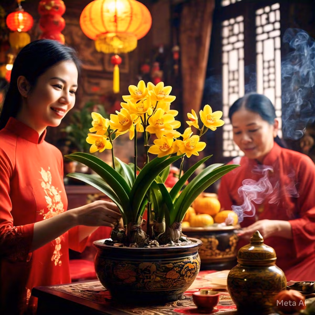 Với màu sắc lộng lẫy, tươi mới, hương thơm ngát, người xưa cho rằng, hoa lan có ý nghĩa my mắn, tài lộc, giúp gia đình thịnh vượng, sung túc. Mọi người bày địa lan trong nhà vào dịp Tết để hy vọng năm mới tràn đầy may mắn, hạnh phúc, làm ăn phát đạt.