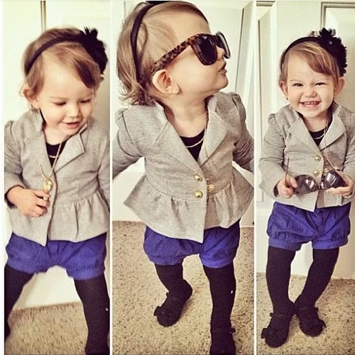 Với mắt kính đen da báo, bé thật ngầu phải không?