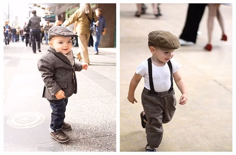 Vẫn vẻ hồn nhiên, vẫn tinh nghịch, bé tung tăng dạo phố