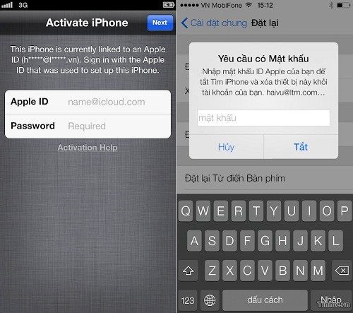Nếu bạn bị mất máy, kẻ trộm sẽ không thể cài đặt lại thiết bị nếu không có mật khẩu tài khoản Apple ID.