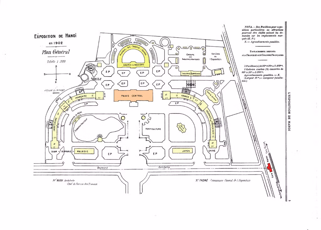 Tổng mặt bằng quy hoạch khu đấu xảo Hà Nội 1902. Ảnh tư liệu.