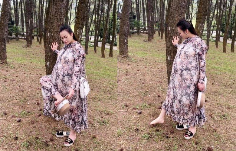 Phương Oanh dưỡng thai không tránh khỏi cảnh “phá dáng“ Phuong Oanh duong thai khong tranh khoi canh “pha dang“