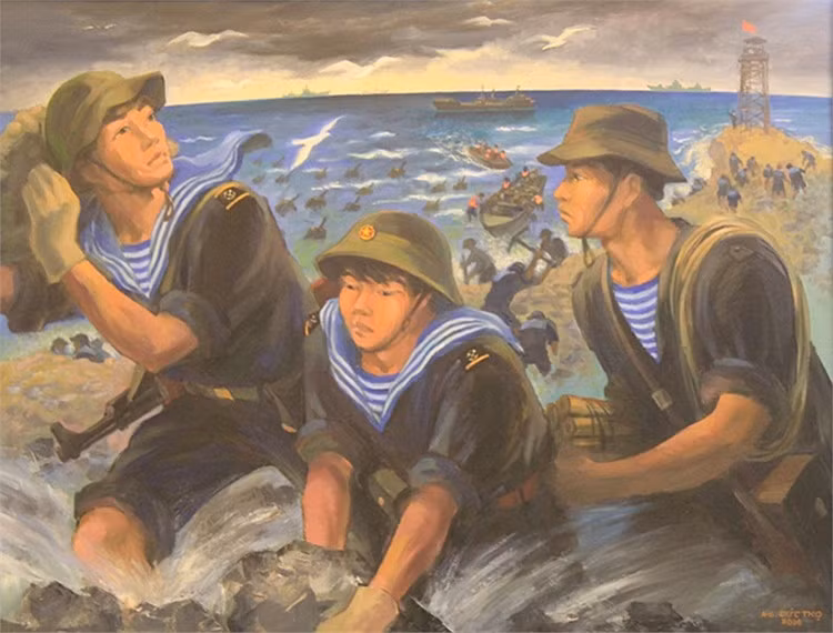 Triển lãm "Đến với Trường Sa" với các ký họa, tranh sơn dầu, tác phẩm điêu khắc do Hội Mỹ thuật Việt Nam tổ chức lần này giới thiệu 62 tác phẩm của 30 tác giả đã đến với quần đảo Trường Sa trong những năm gần đây.