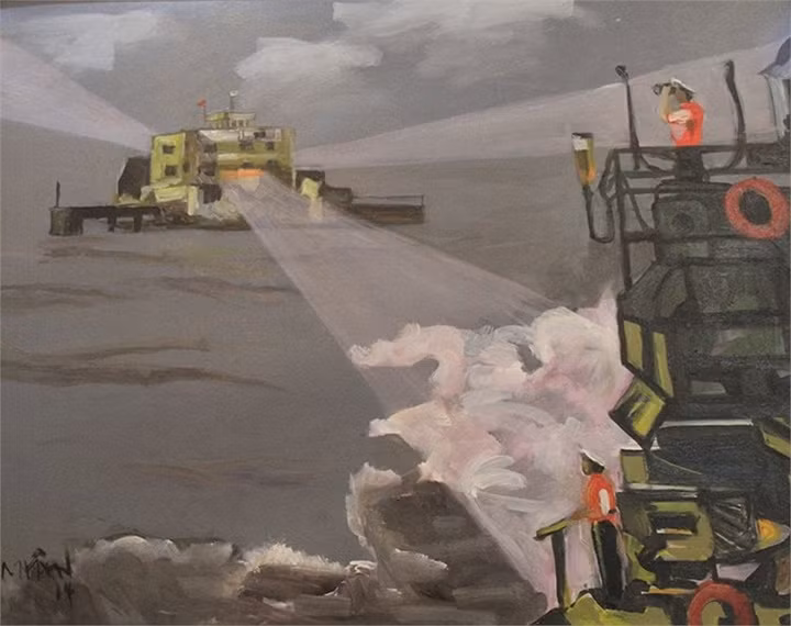 Bức tranh tuần tra đảo đêm của những người lính đảo.