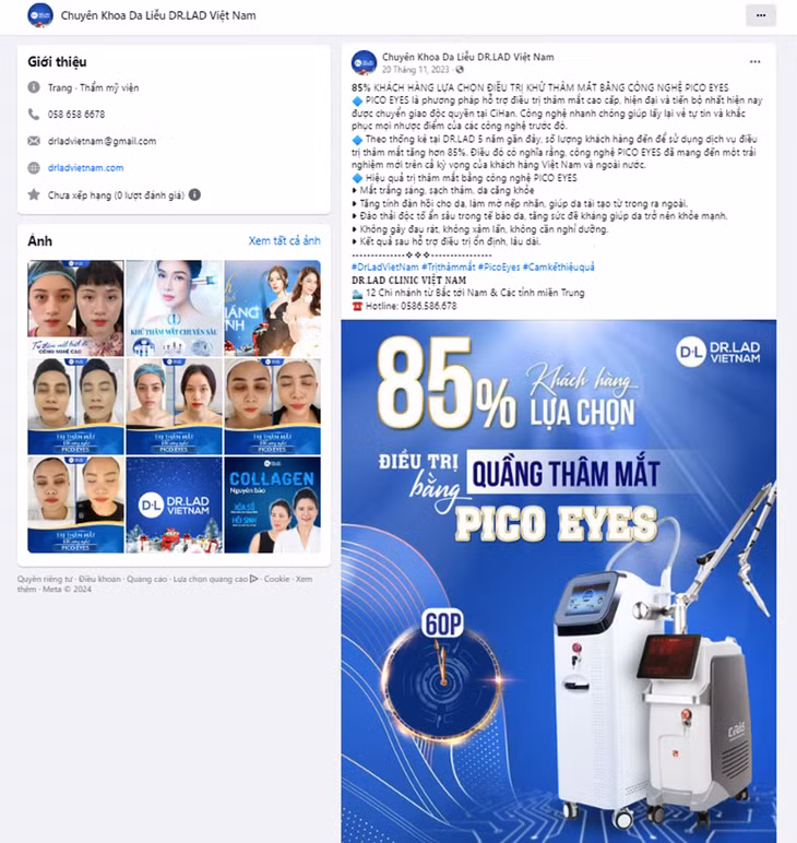 Phong kham Chuyen khoa Da lieu DR.LAD hoat dong “chui”, quang cao khong phep-Hinh-2