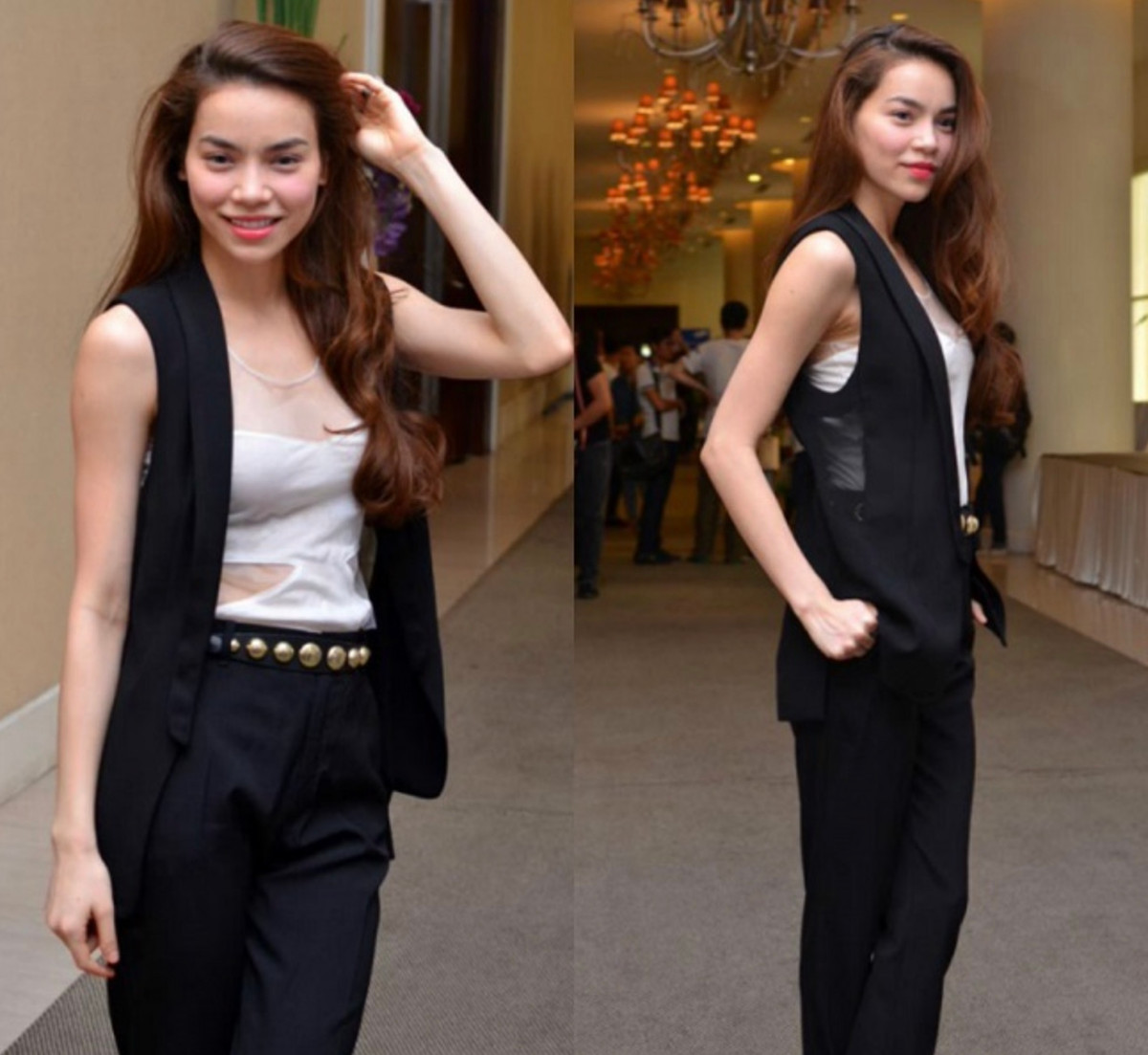 Hồ Ngọc Hà trẻ trung, thanh lịch với trang phục tone màu đen trắng trong một sự kiện vào năm 2012. (Ảnh: FBNV)