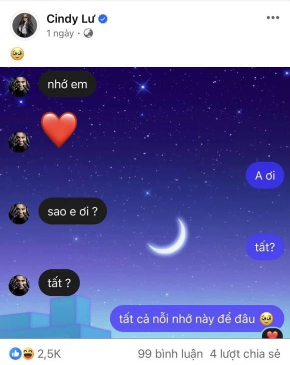 Cindy Lu khoe doan tin nhan cuc tinh tu voi Dat G