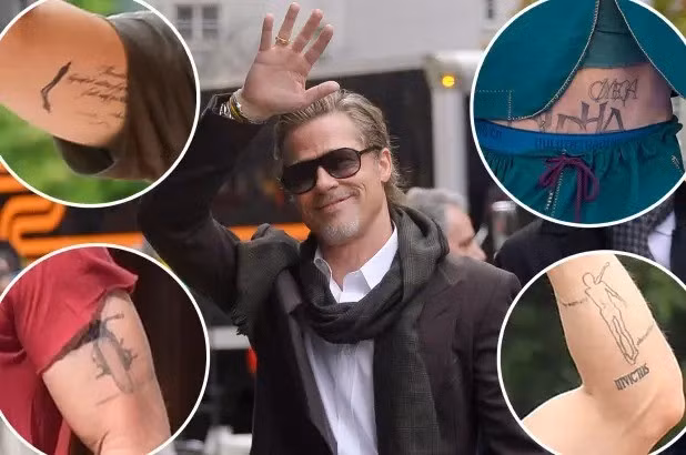 Nhieu hinh xam tren co the Brad Pitt lien quan den Angelina Jolie