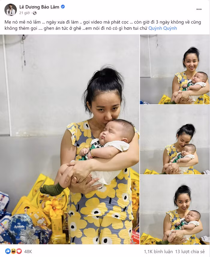 Le Duong Bao Lam 'ghen tuc' nhin ba xa 'u me' chang trai la