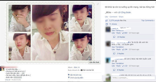 Trước đó cũng có một vài bạn trẻ chia sẻ những bức ảnh khóc lóc lên mạng với mục đích "làm màu", câu like là chính.