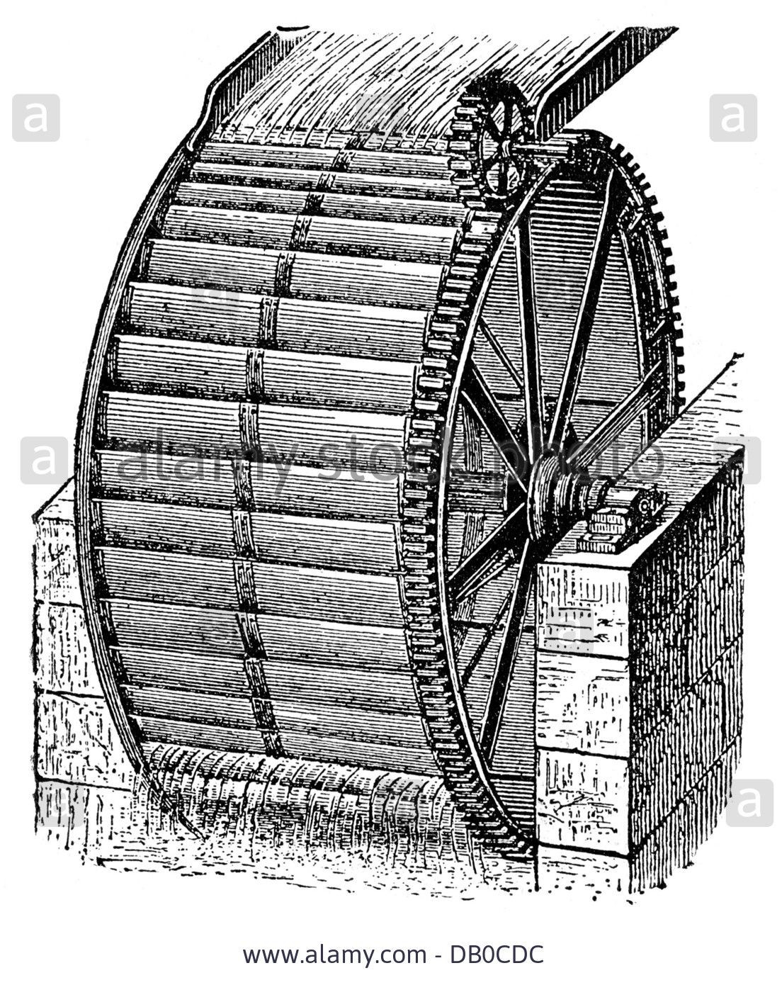 Mặc dù có lịch sử rất lâu đời, phải đến năm 1836, sáng chế đầu tiên liên quan đến bánh xe mới được ghi nhận. Đó là một bánh xe nước rỗng nằm ngang cho thủy điện do kỹ sư người Mỹ James Macomb thiết kế.