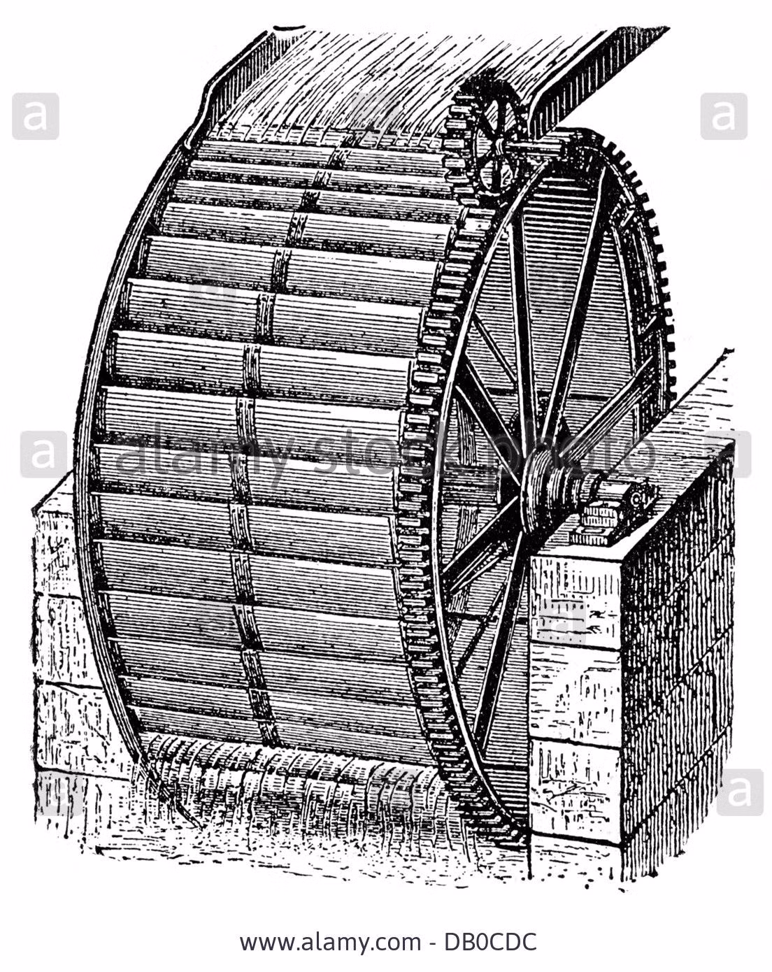 Mặc dù có lịch sử rất lâu đời, phải đến năm 1836, sáng chế đầu tiên liên quan đến bánh xe mới được ghi nhận. Đó là một bánh xe nước rỗng nằm ngang cho thủy điện do kỹ sư người Mỹ James Macomb thiết kế.