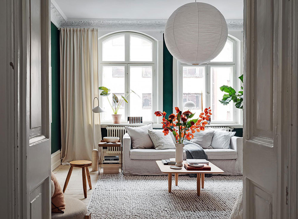 Can ho nho 47m2 gay an tuong nho phong cach thiet ke Bac Au